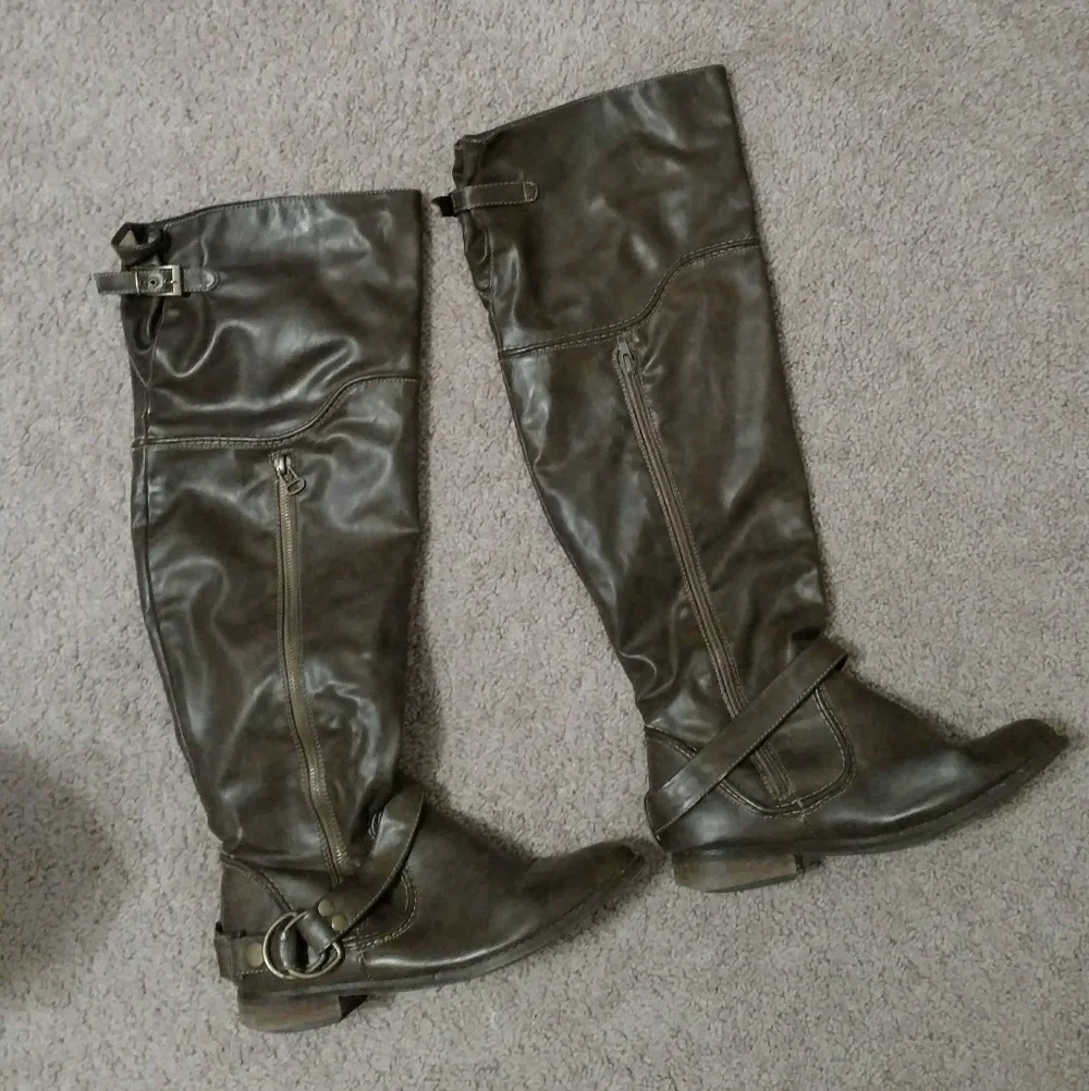 Brown over-the-knee boots